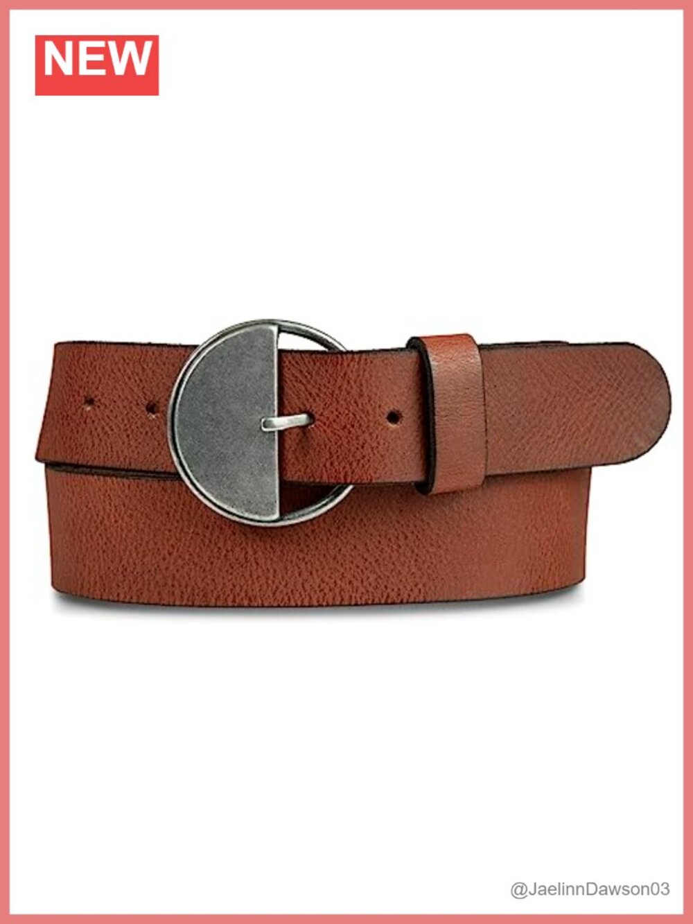 100% Leather Belt Half Circle Statement Buckle 1.4 Inch Wide